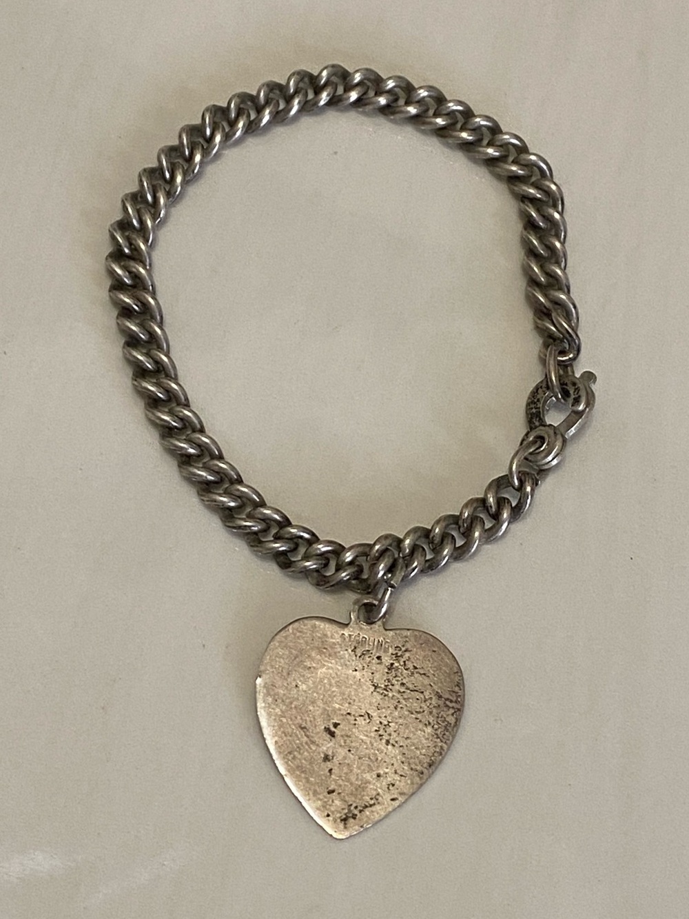 Vintage Sterling Silver Heart Charm Bracelet 925